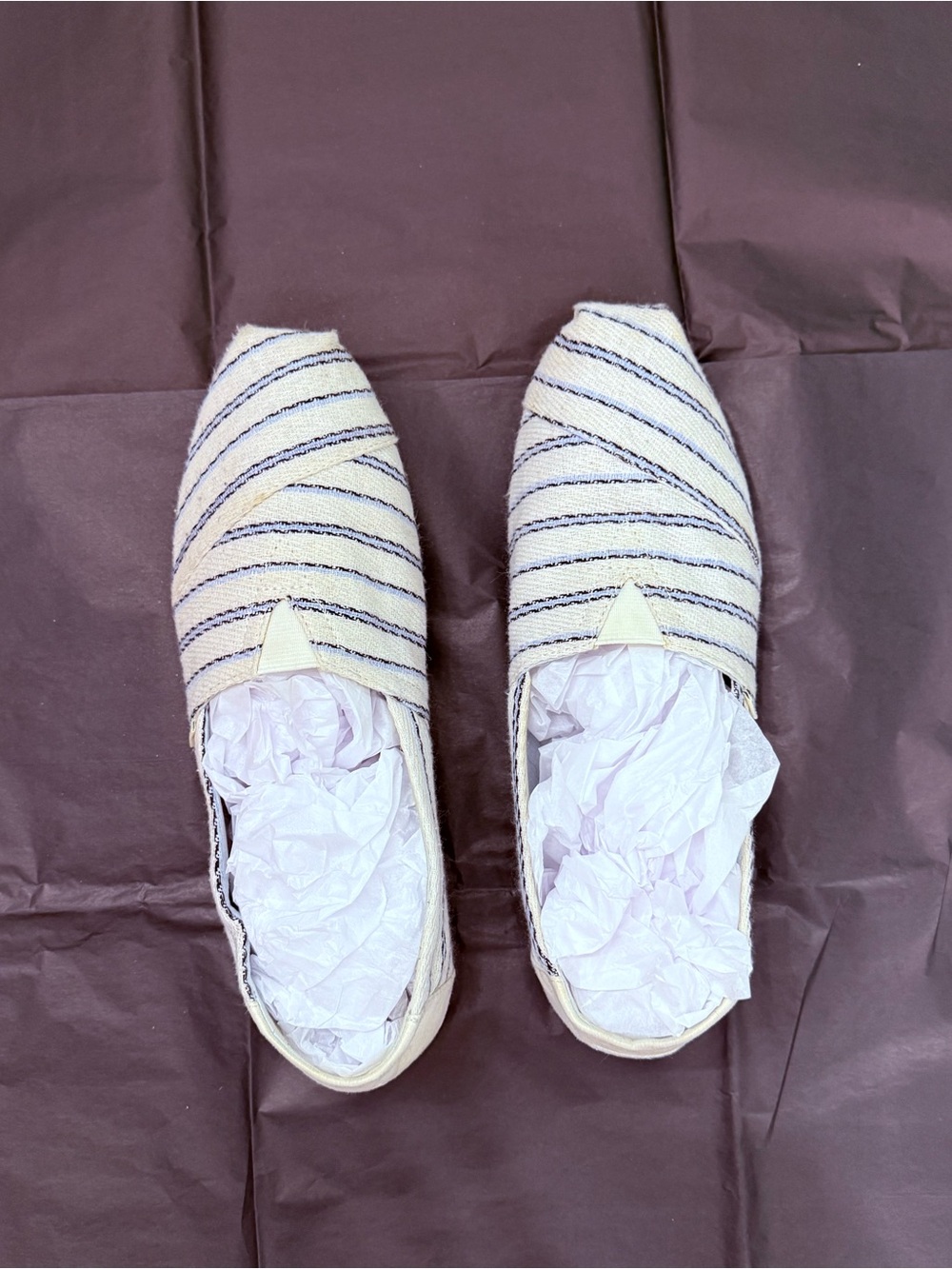 Woven Stripe Slip-On Espadrilles - White/Blue
